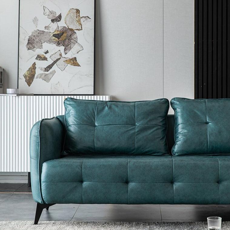 Gioele Faux Leather Square Arm Sofa