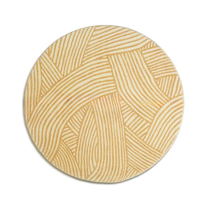 Round Geometric Yellow Area Rug