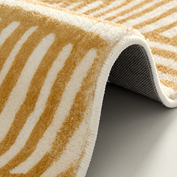 Round Geometric Yellow Area Rug