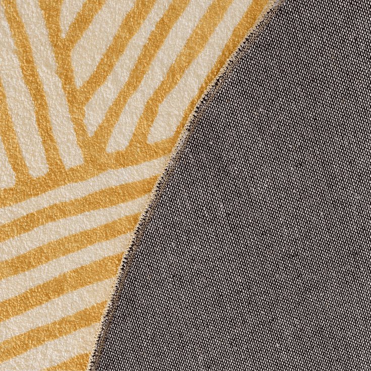 Round Geometric Yellow Area Rug