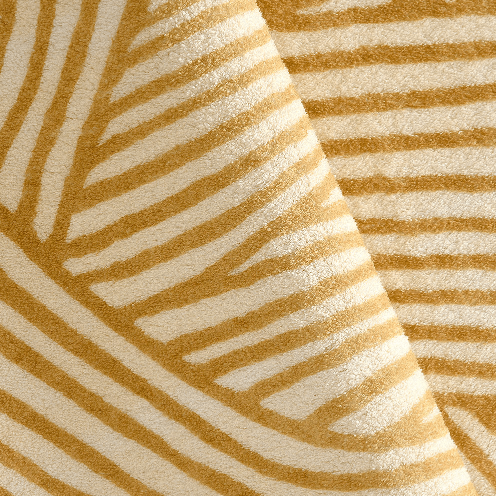 Round Geometric Yellow Area Rug